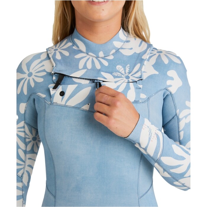 2024 Billabong Womens Salty Dayz Natural 4/3mm Chest Zip Wetsuit ABJW100200 - Blue Shadow